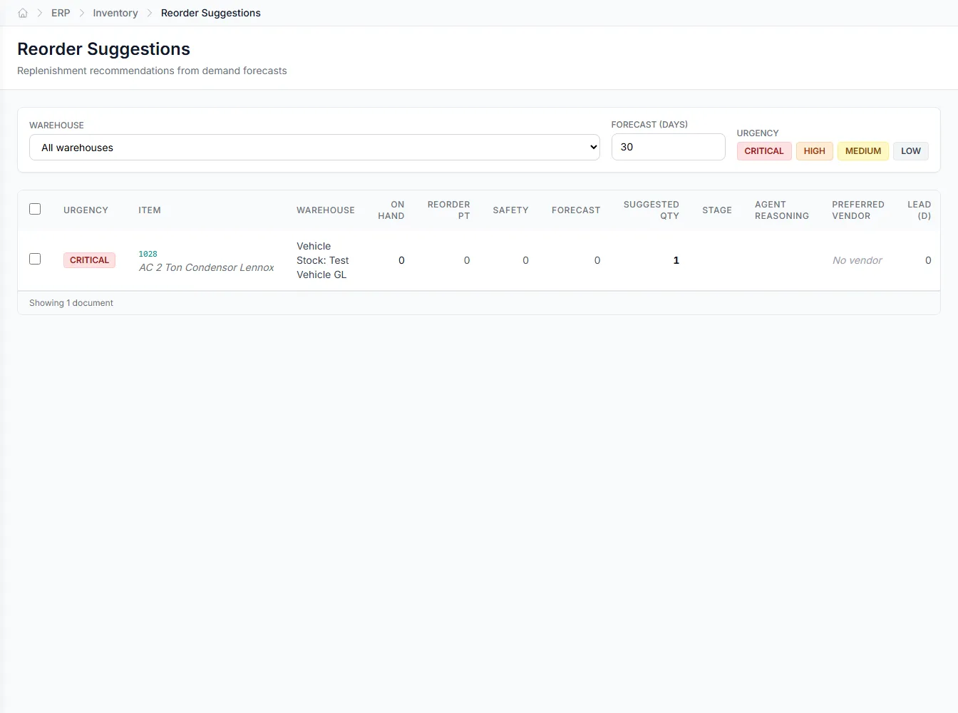 GenLedge classifies a new item, suggests a reorder, and reconciles a count — all in one view.
